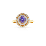 White Enamel, Tanzanite and Diamond Ring, 18k