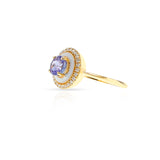 White Enamel, Tanzanite and Diamond Ring, 18k