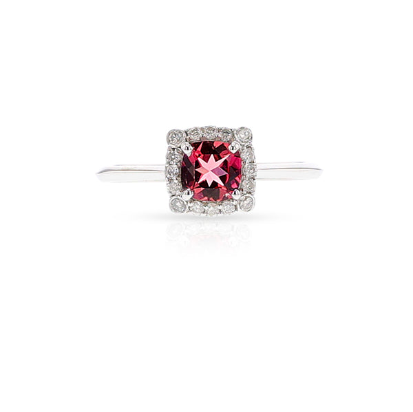 Round Pink Tourmaline and Diamond Ring, 18k