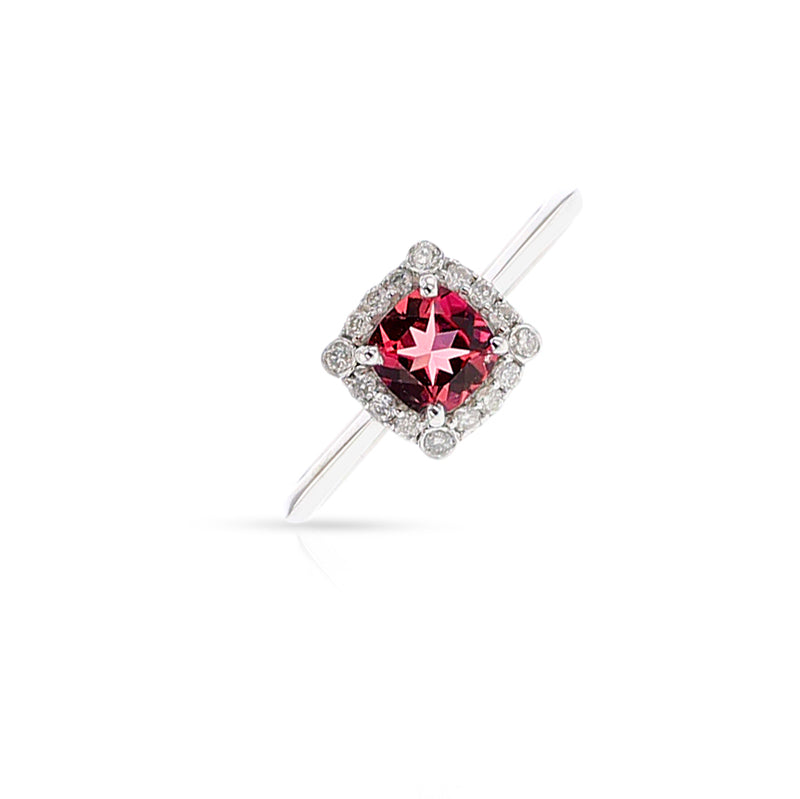 Round Pink Tourmaline and Diamond Ring, 18k