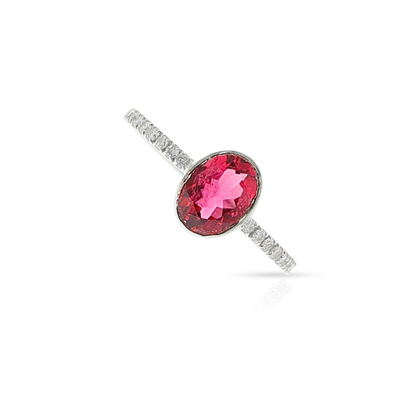 Oval Pink Tourmaline and Diamond Ring, 18k