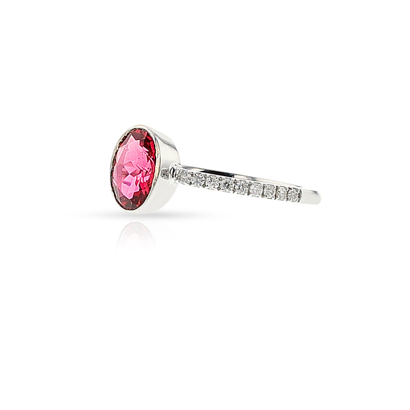 Oval Pink Tourmaline and Diamond Ring, 18k