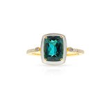 Green Tourmaline, Diamond, and White Enamel Ring, 18k