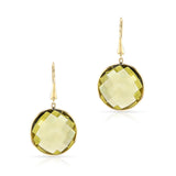 Round Lemon Topaz Gold-Cap Dangling Earrings, 18k