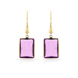 Rectangular Amethyst and Gold-Cap Dangling Earrings, 18k