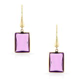 Rectangular Amethyst and Gold-Cap Dangling Earrings, 18k