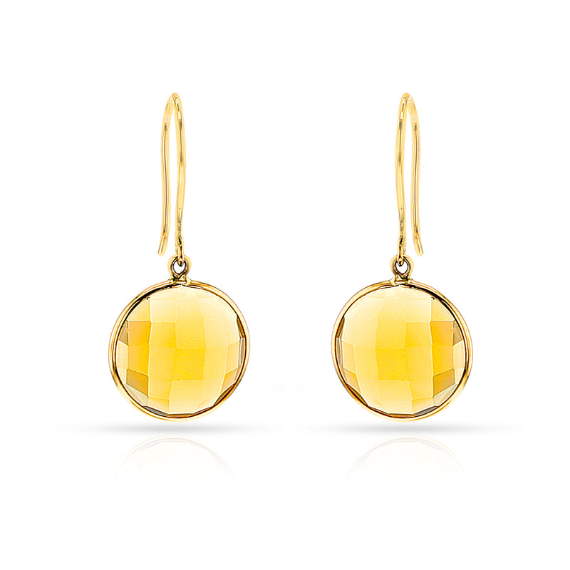 Round Citrine Hoop Earrings, 18k