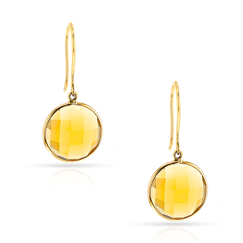 Round Citrine Hoop Earrings, 18k