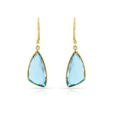 Triangular Blue Topaz Hoop Earrings, 18k