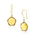 Pentagonal Citrine Hoop Earrings, 18k