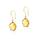 Pentagonal Citrine Hoop Earrings, 18k