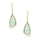 Triangular Green Amethyst Hoop Earrings, 18k