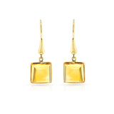 Square Citrine Gold-Cap Hoop Earrings, 18k