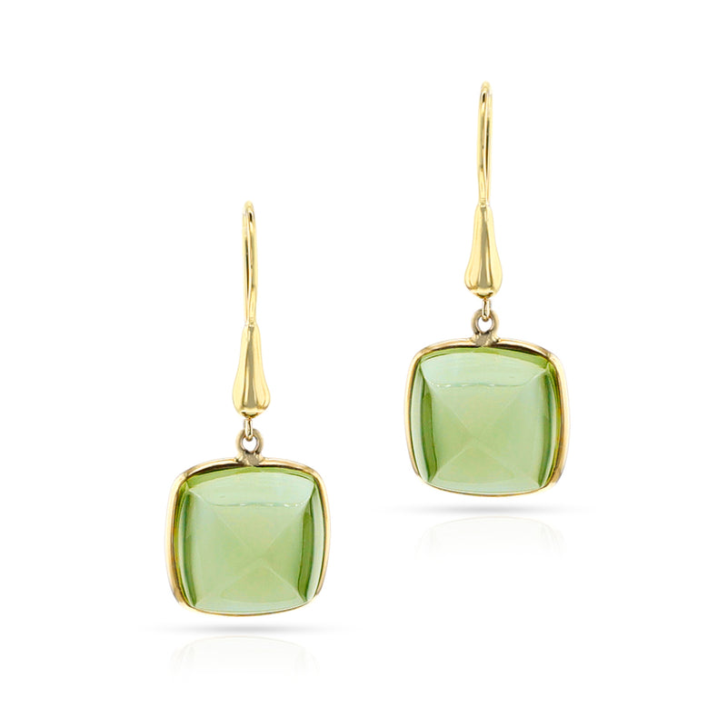 Sugarloaf Green Amethyst Gold-Cap Hoop Earrings, 18k