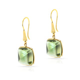 Sugarloaf Green Amethyst Gold-Cap Hoop Earrings, 18k