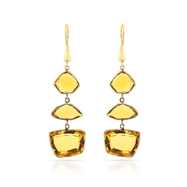 Mixed-Shape Citrine Dangling Hoop Earrings, 18k