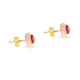 Pink Tourmaline and Pink Enamel Stud Earrings, 18k