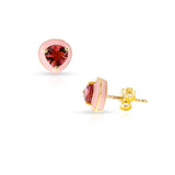 Pink Tourmaline and Pink Enamel Stud Earrings, 18k