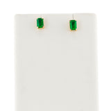 Rectangular Emerald and Diamond Studs, 14k