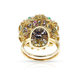 Ruby, Emerald, Sapphire and Diamond Floral Ring, 18k