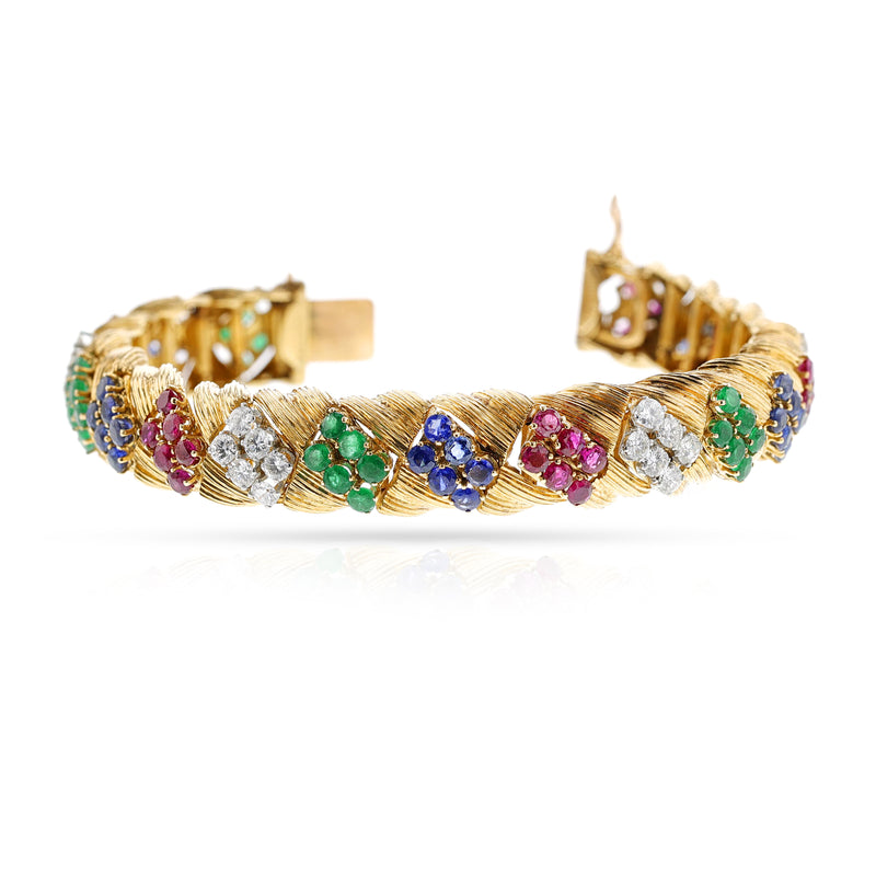 Mauboussin Paris Ruby, Emerald, Sapphire and Diamond Bracelet