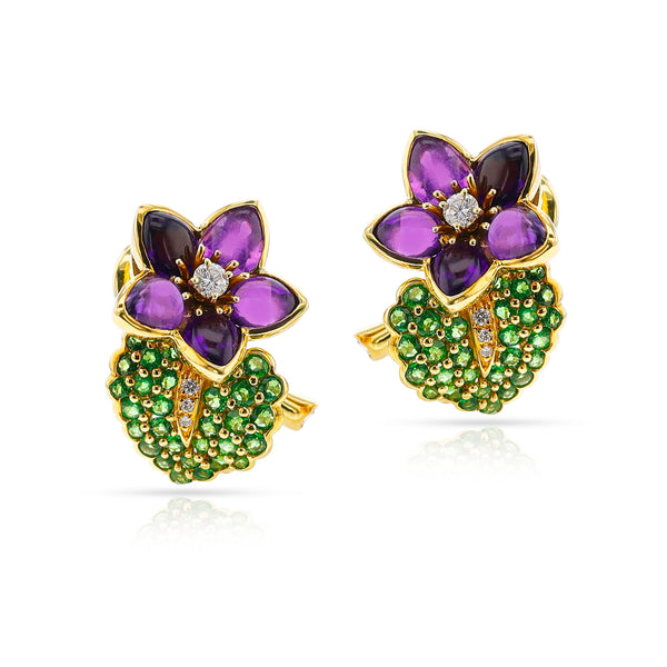 Tiffany & Co. Floral Amethyst and Tsavorite Earrings