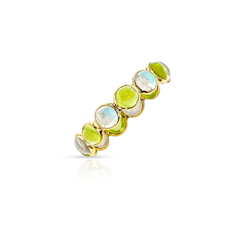 Peridot and Moonstone Cabochon Band, 18K