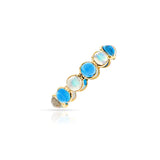 Blue Topaz and Moonstone Cabochon Single Band, 18K