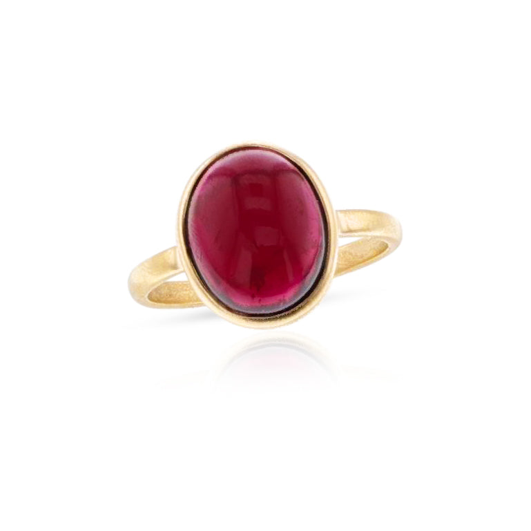 Garnet Matte Finish Statement Ring, 18k