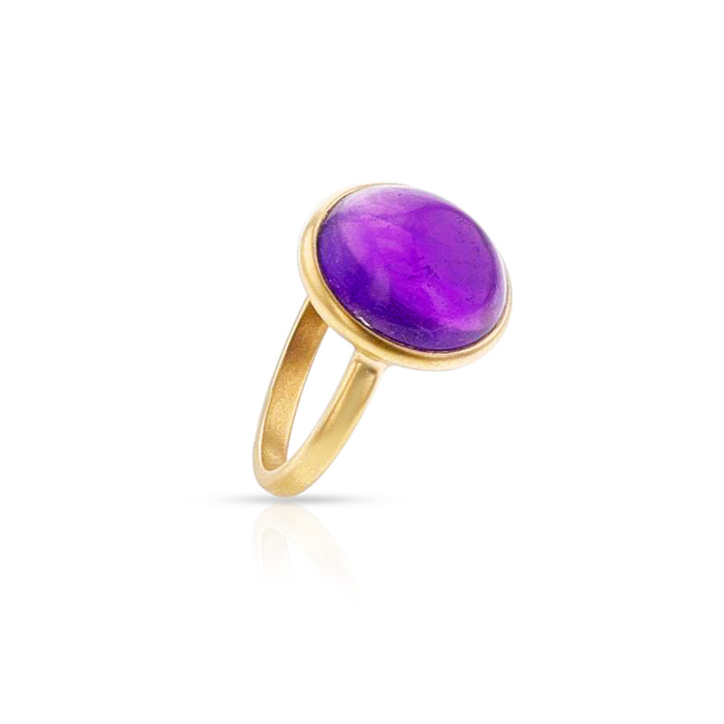 Amethyst Matte Finish Statement Ring, 18K