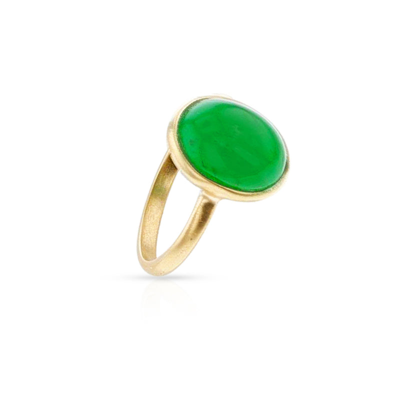 Emerald Matte Finish Statement Ring, 18K