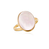 Rose Quartz Matte Finish Statement Ring, 18K