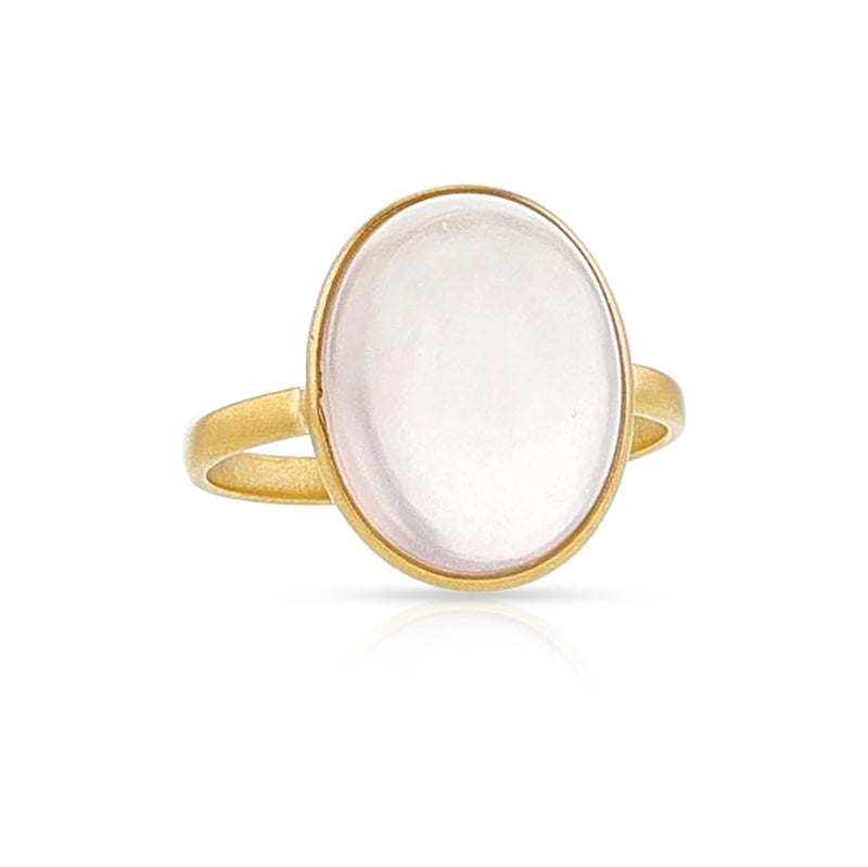 Rose Quartz Matte Finish Statement Ring, 18K