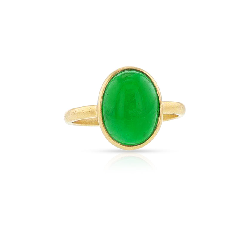 Emerald Matte Finish Statement Ring, 18K