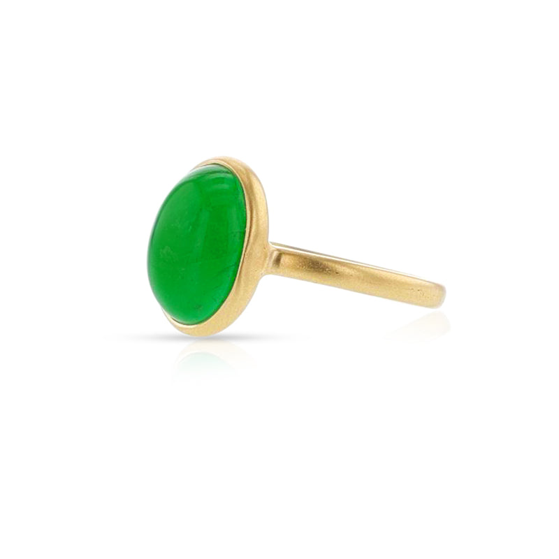 Emerald Matte Finish Statement Ring, 18K