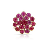 Ruby Cabochon Cluster Cocktail Floral Ring, 18k