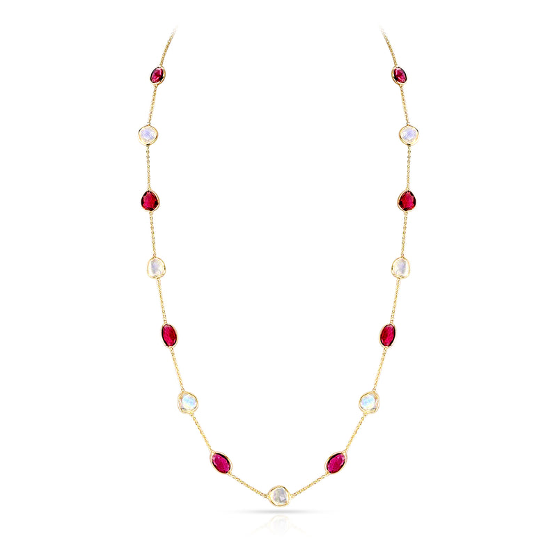 Rainbow Moonstone and Pink Tourmaline, 18K