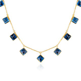 Kite Shape London Blue Topaz Drop Necklace, 18k