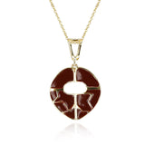 Red Enamel and Gold Lining Kintsugi Pendant Necklace, 14k