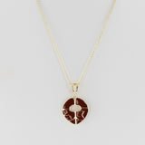 Red Enamel and Gold Lining Kintsugi Pendant Necklace, 14k