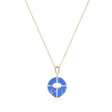 Blue Enamel and Gold Lining Kintsugi Pendant Necklace, 14k