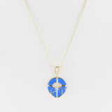 Blue Enamel and Gold Lining Kintsugi Pendant Necklace, 14k