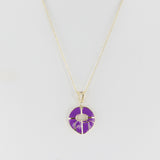 Purple and Gold Lining Kintsugi Pendant Necklace, 14k