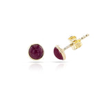 Ruby Round Cabochon Studs, 14K