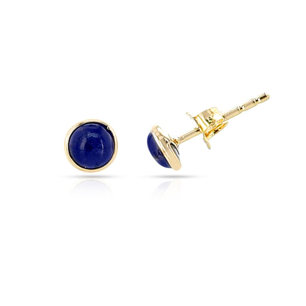 Sapphire Round Cabochon Studs, 14K