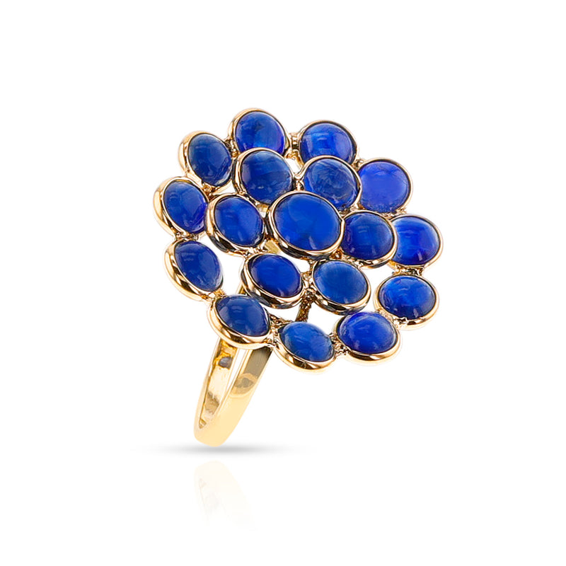 Sapphire Cabochon Floral Cocktail Ring, 18k