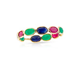 Ruby Emerald Sapphire Oval Horizontal Band, 18K