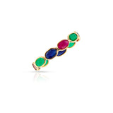 Ruby Emerald Sapphire Oval Horizontal Band, 18K