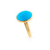 Oval Turquoise Cabochon Matte Finish Statement Ring, 18K