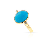 Oval Turquoise Cabochon and Diamond Statement Ring, 18K